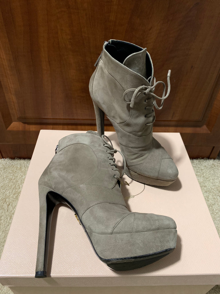 prada laced leather booties