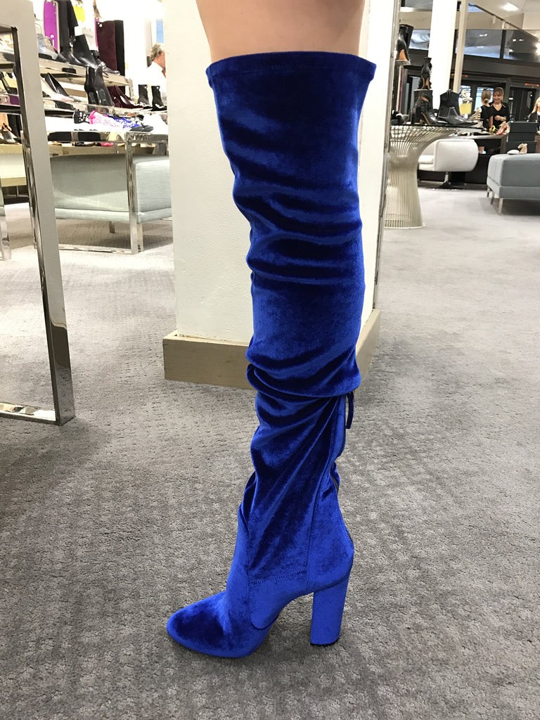 AQUAZZURA VELVET 105 THIGH HIGH MIDNIGHT BLUE ZIP OVER KNEE BOOT BOOTS ...