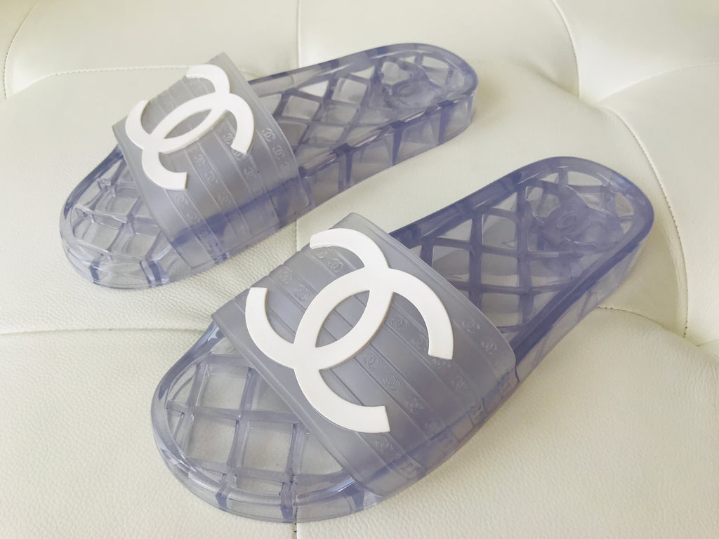 clear chanel jelly sandals