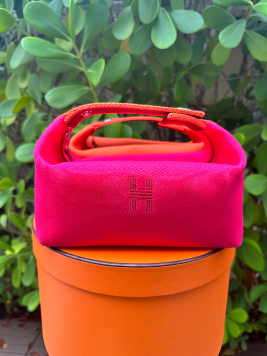 Hermès Orange/Rouge H Canvas Small Bride-a-Brac Case Hermes