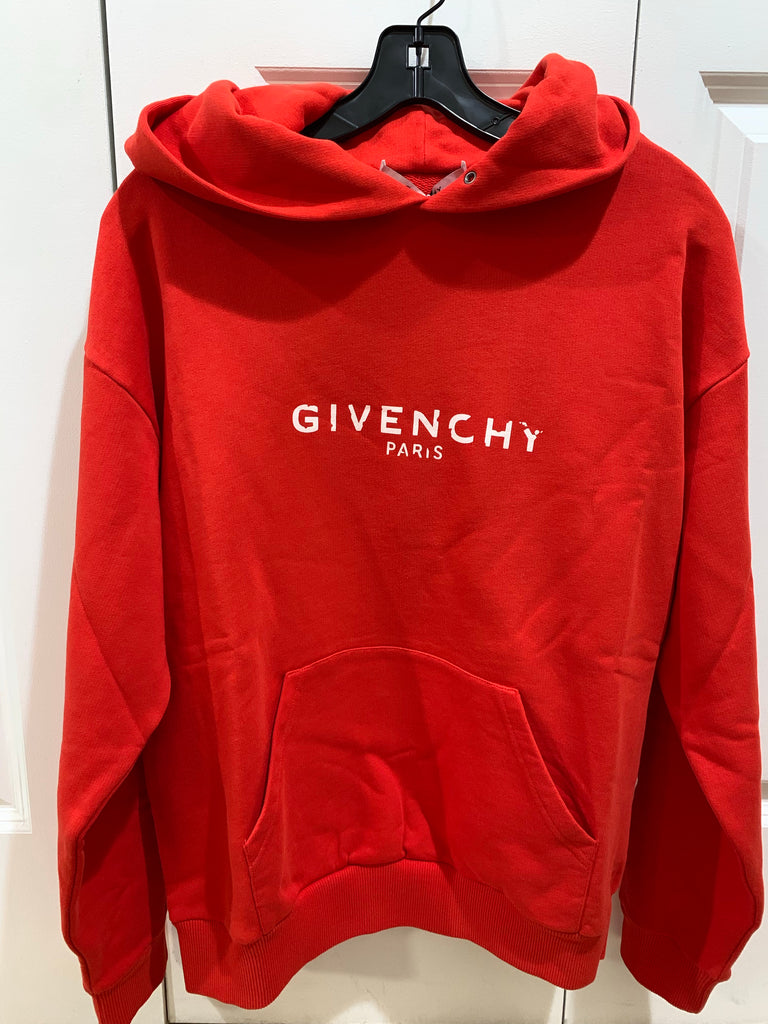 givenchy destroyed hoodie red