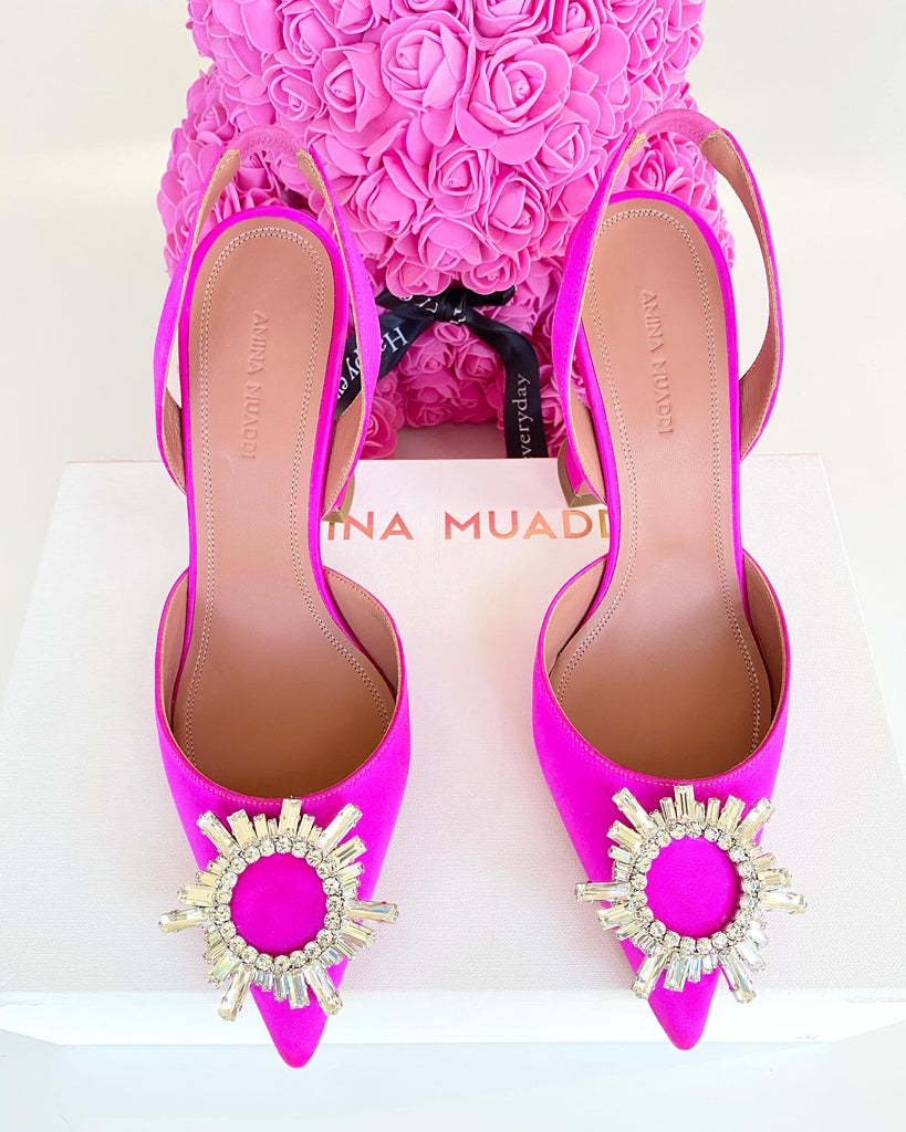 amina muaddi pink heels