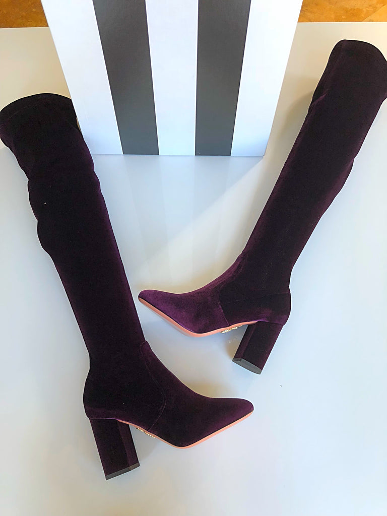 dark purple knee high boots