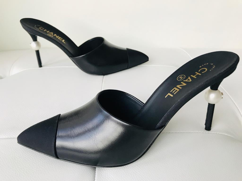 chanel heeled mules