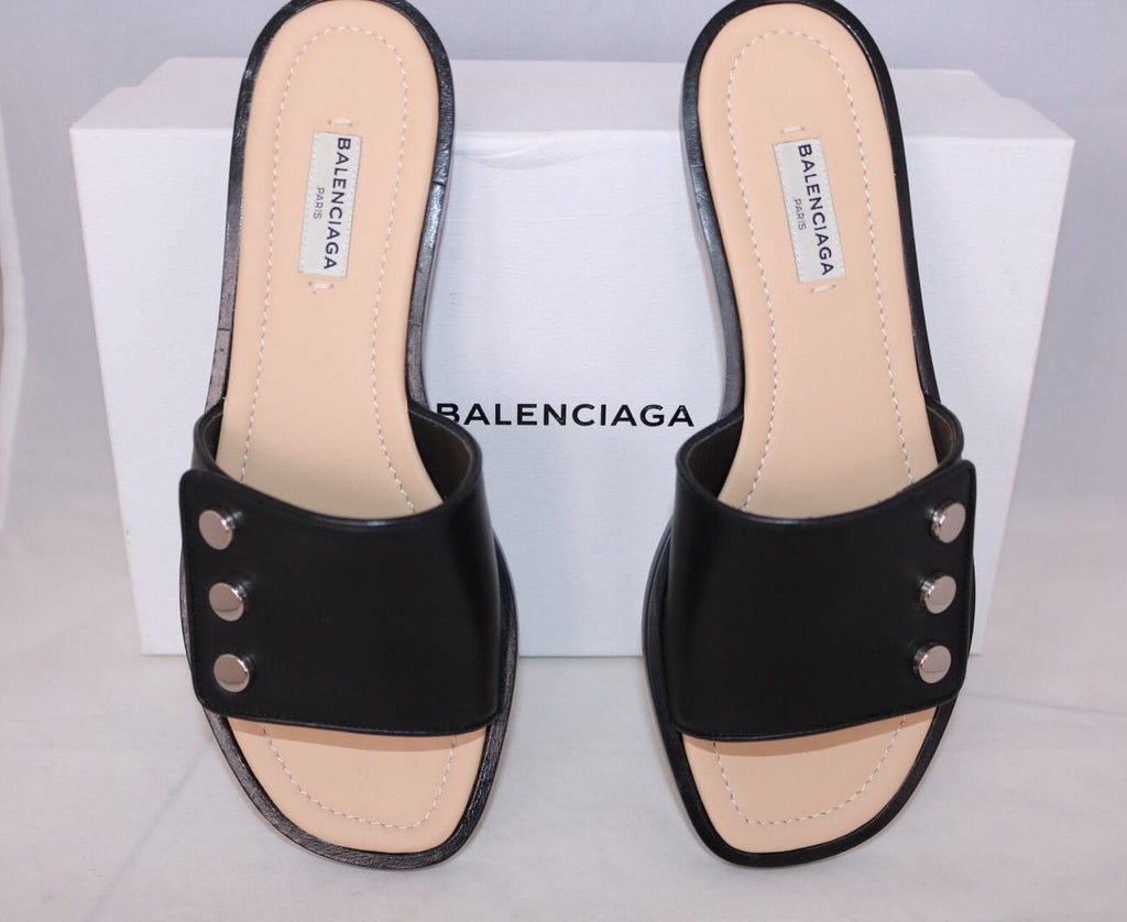 balenciaga studded flat sandals