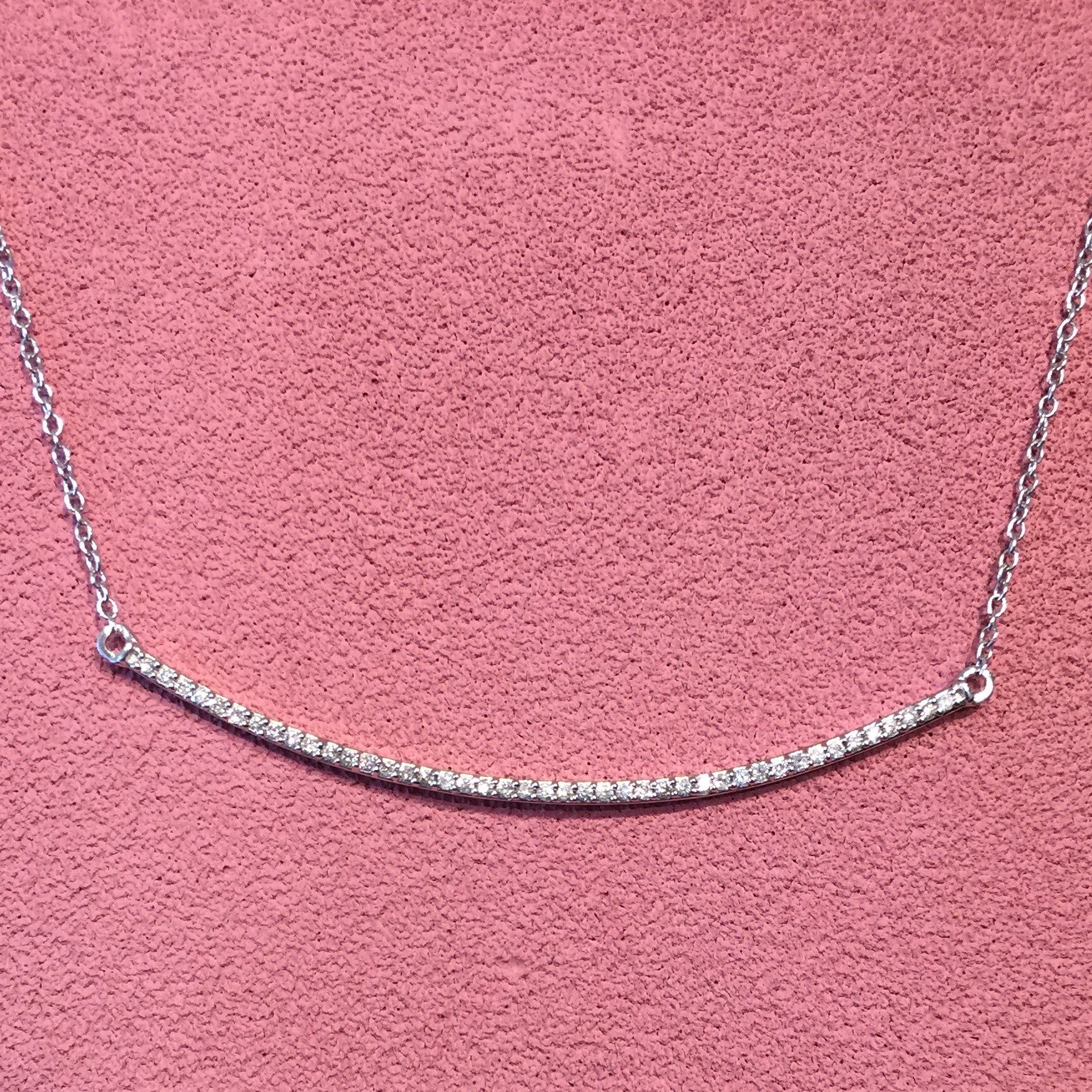 14K White Gold & Diamond Bar Necklace