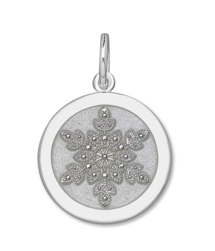 Sterling Snowflake Pendant in Alpine White Enamel