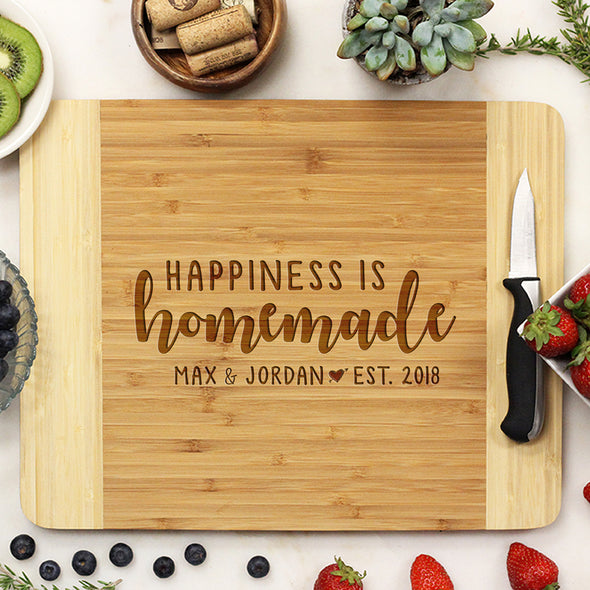 Personalized Cutting Board, Custom Cutting Board, Customized Happiness is Homemade Cutting Board, "Happiness Is Homemade" Personalized Cutting Board