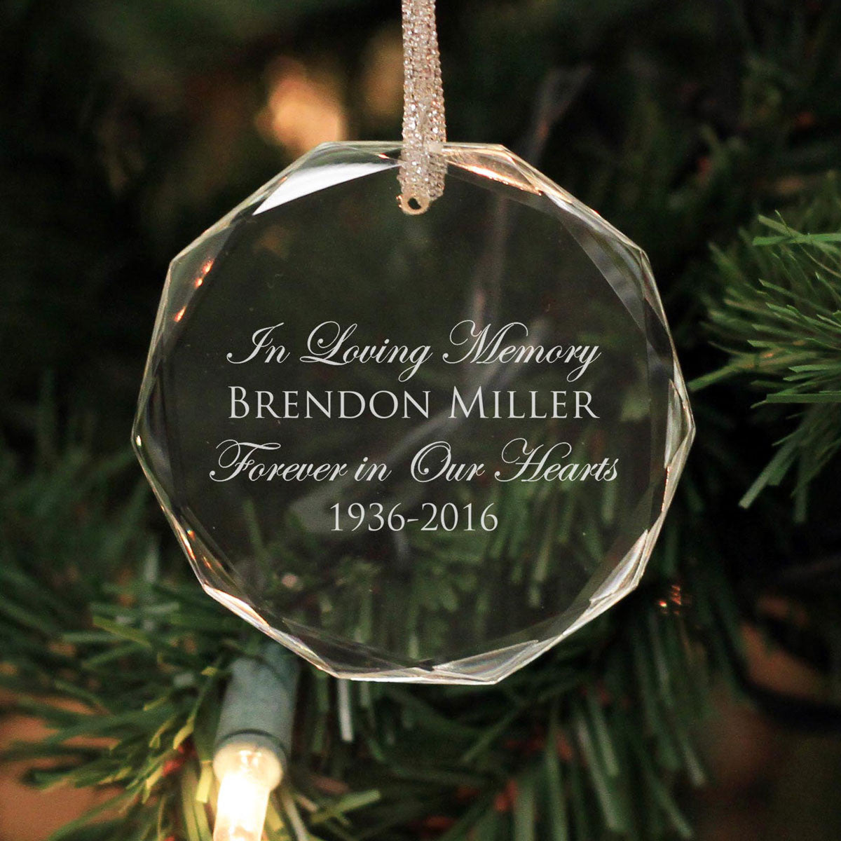 Personalized Engraved Crystal Ornament - "In Loving Memory - Brendon