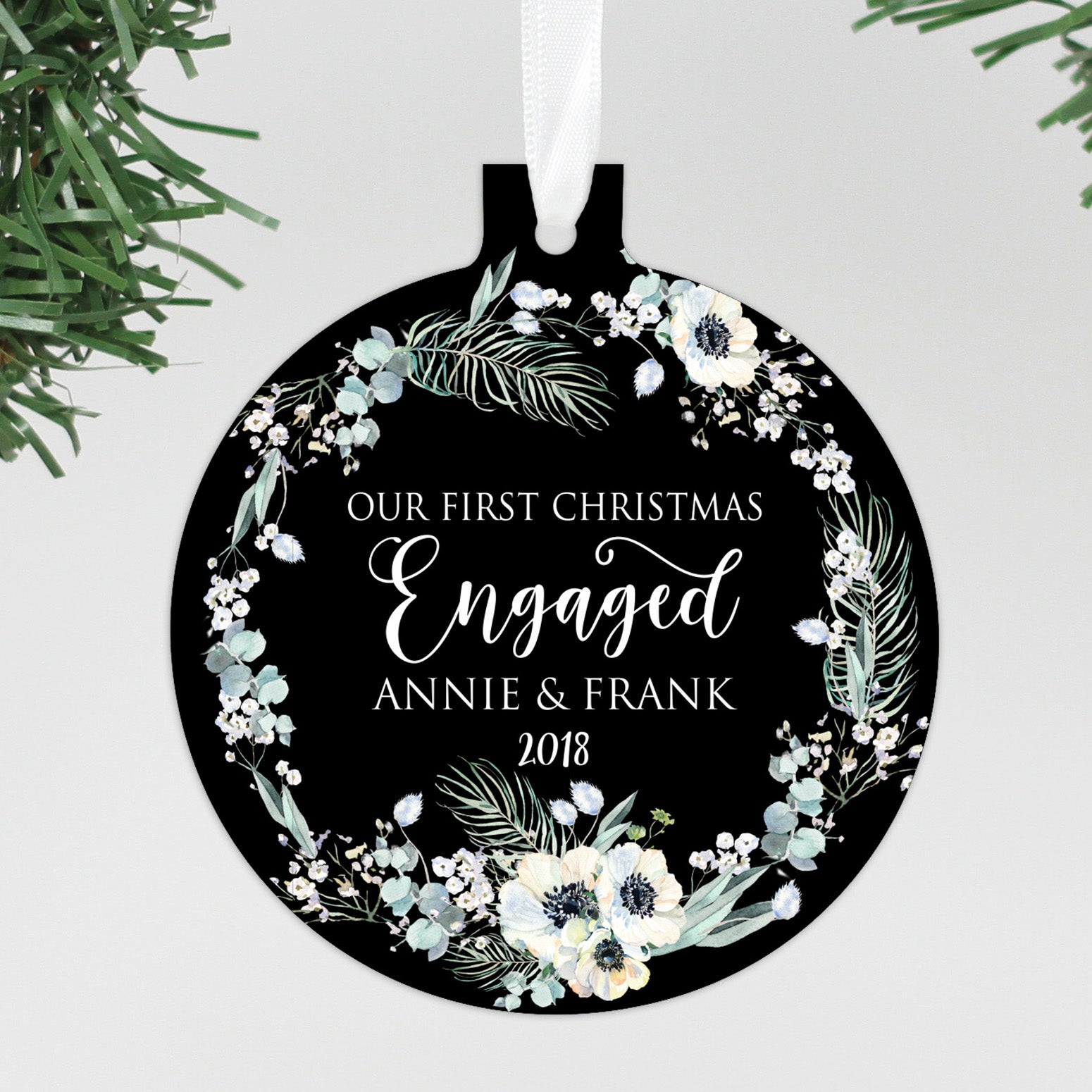 first christmas engaged ornament