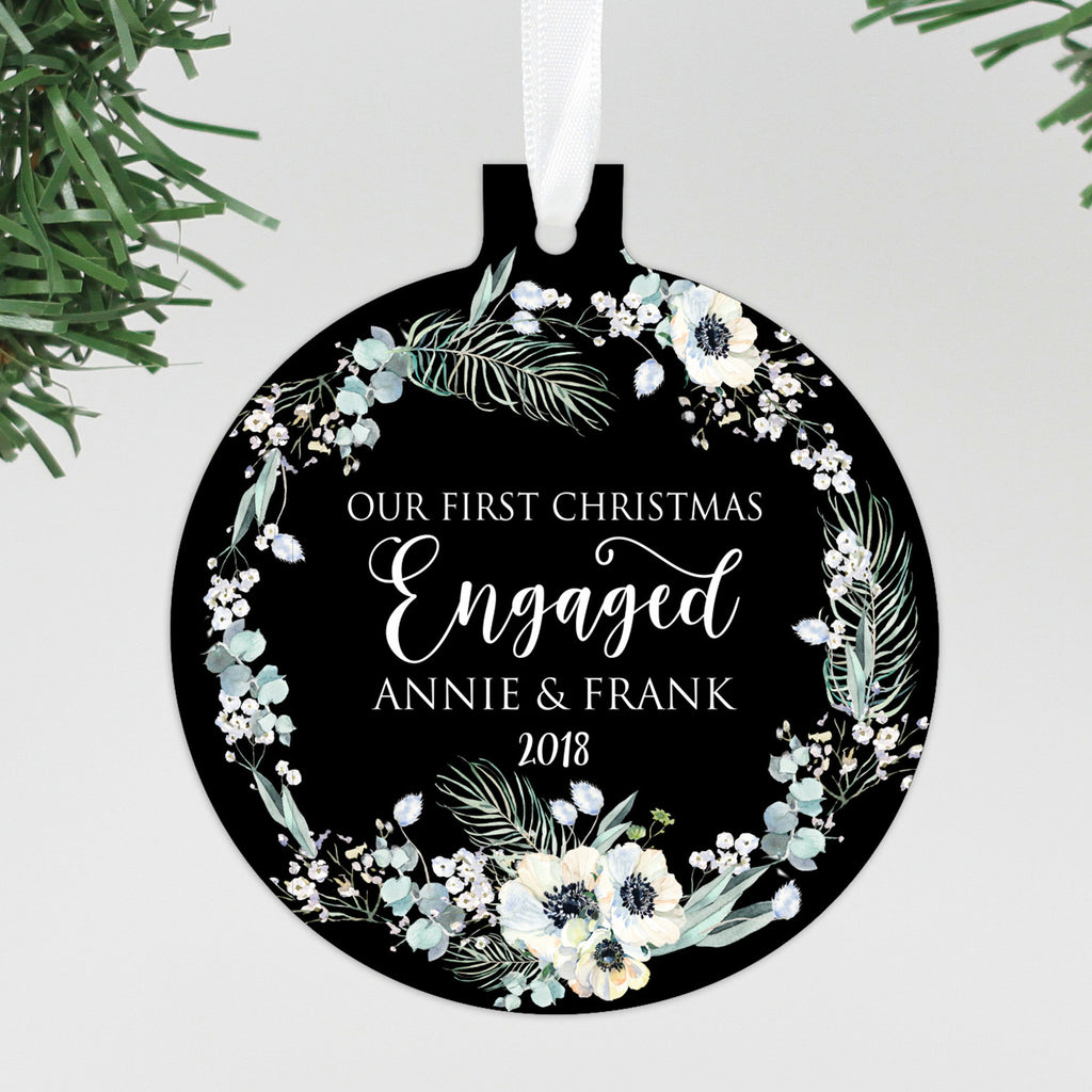 Our First Christmas Engaged Ornament, Custom Ornament, Personalized Ch