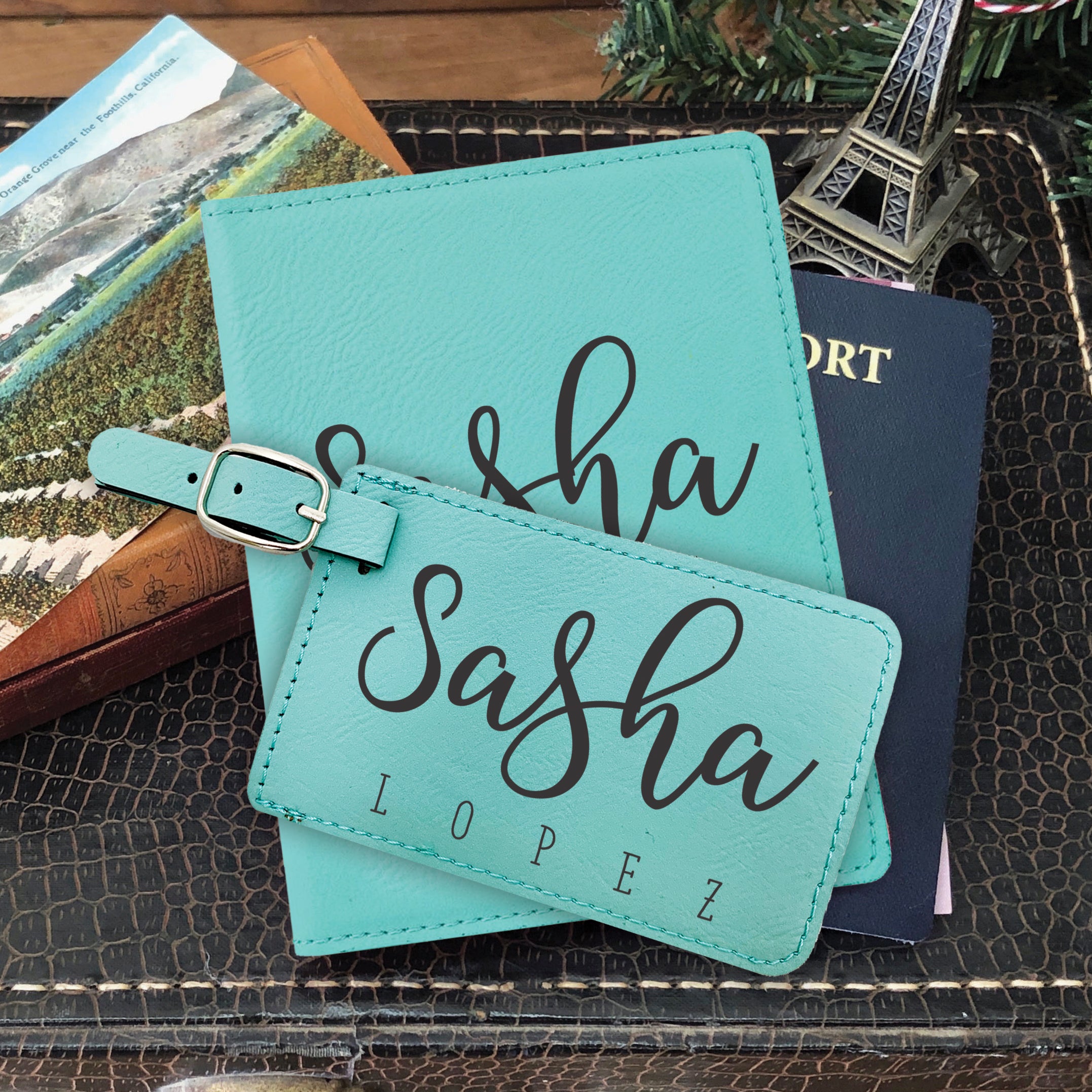 personalized passport cover and luggage tags