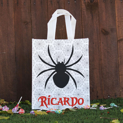 Spider Web Name Canvas Tote