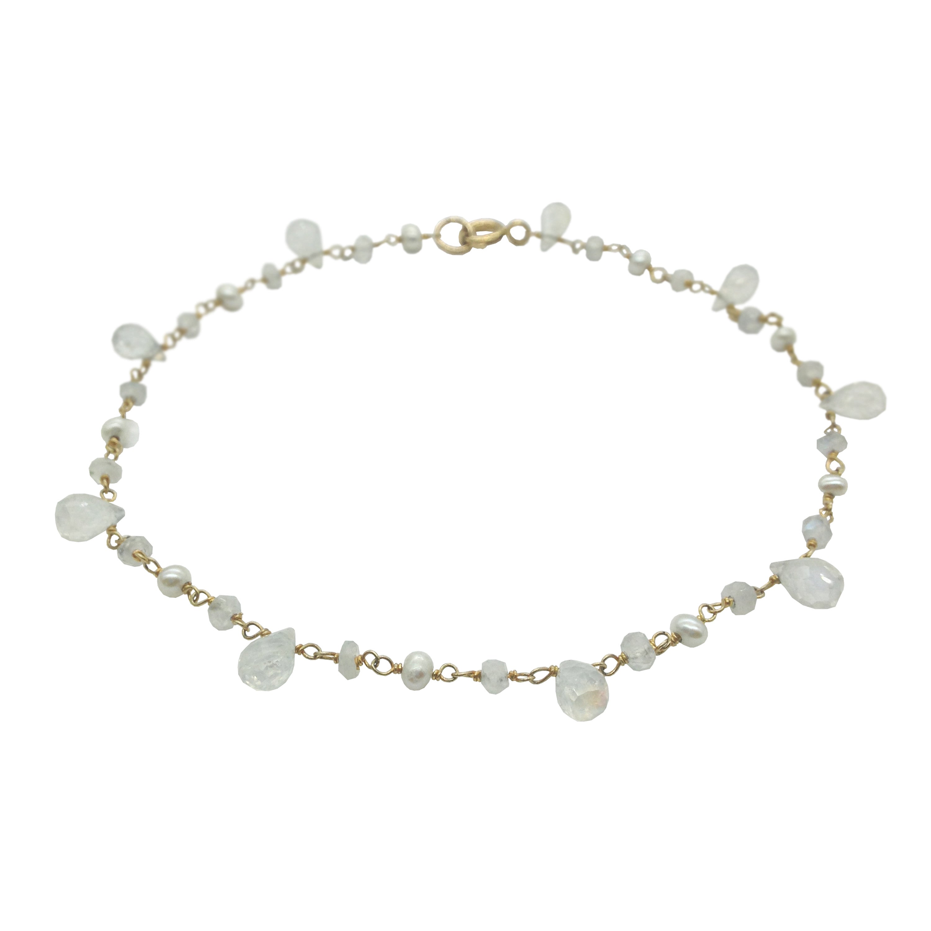 Moonstone and Pearl Anklet