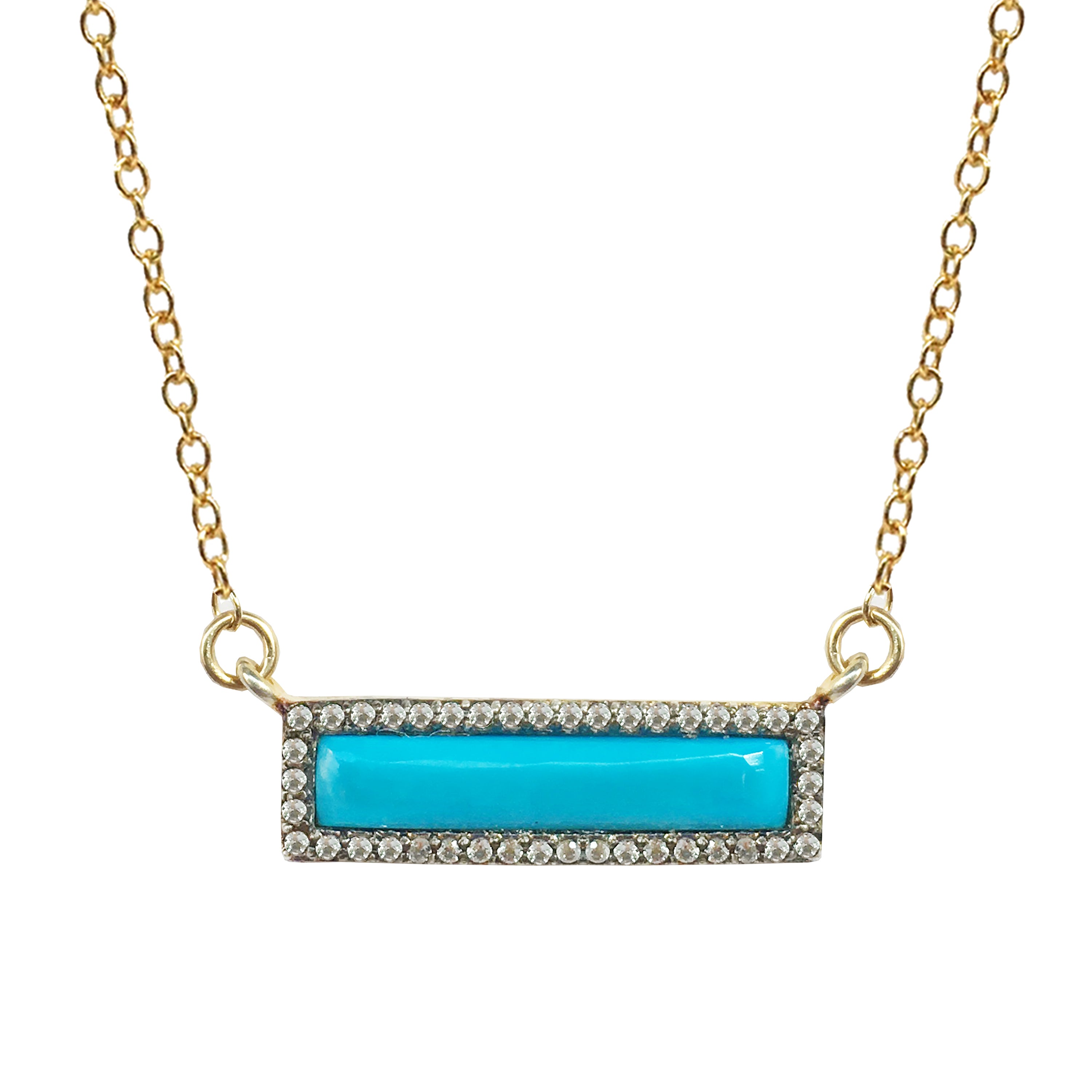 White Topaz Turquoise Bar Necklace