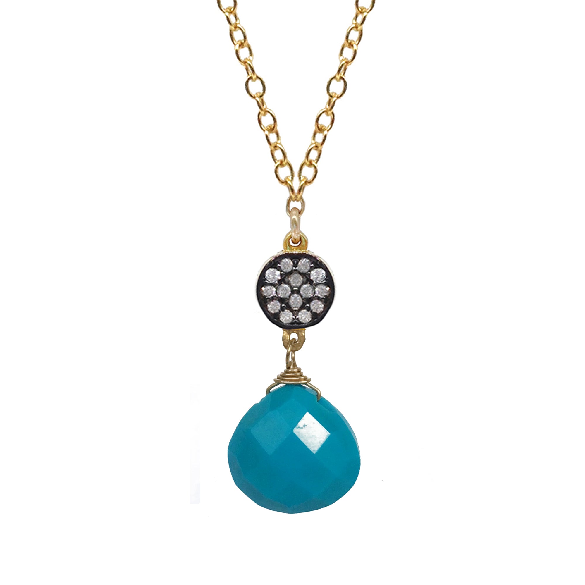 Petite Turquoise White Topaz Accent Necklace