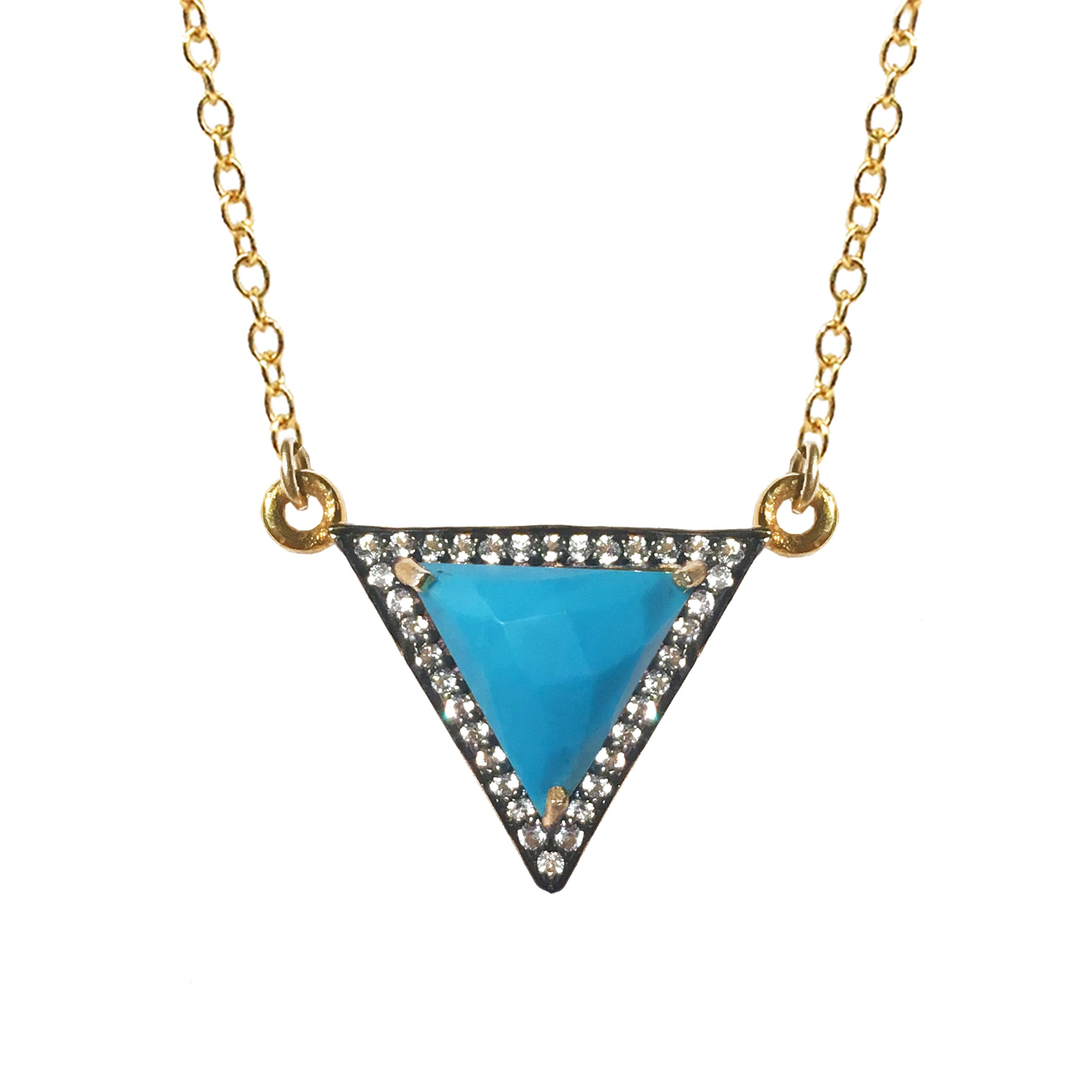 White Topaz  Howlite Turquoise Triangle Necklace