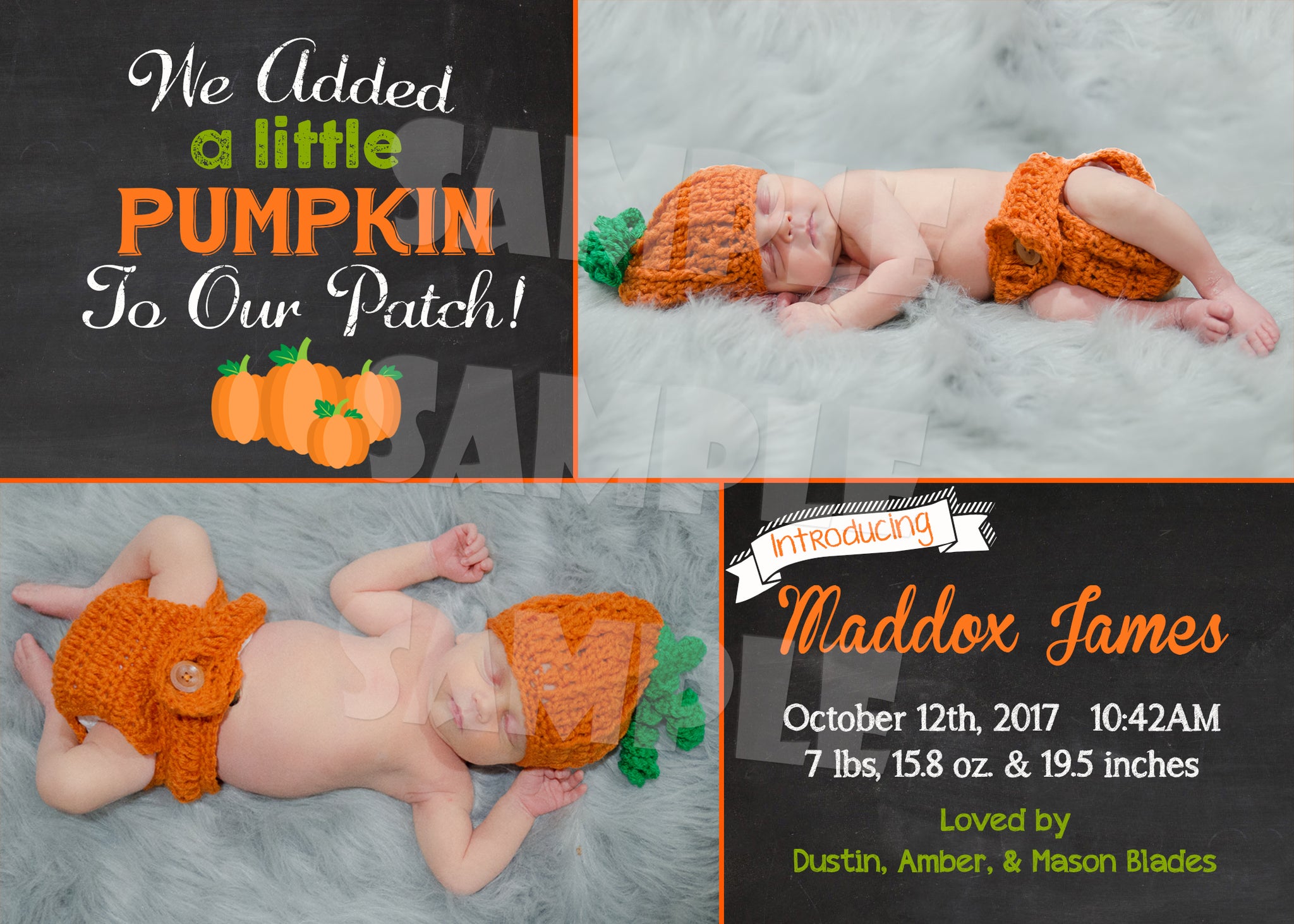 pumpkin birth announcement