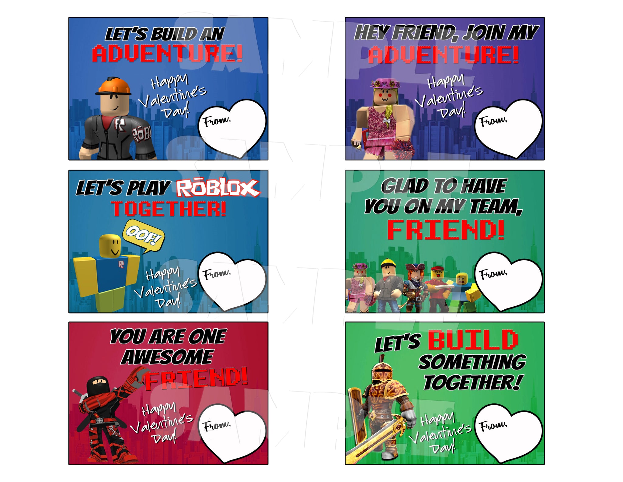 Roblox Valentine Cards Printable Instant Download Forever Fab Boutique - printable roblox pictures download them or print