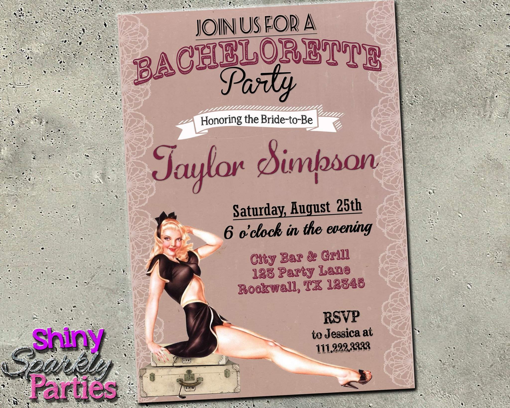 Pin Up Girl Bachelorette Party Invitations 1
