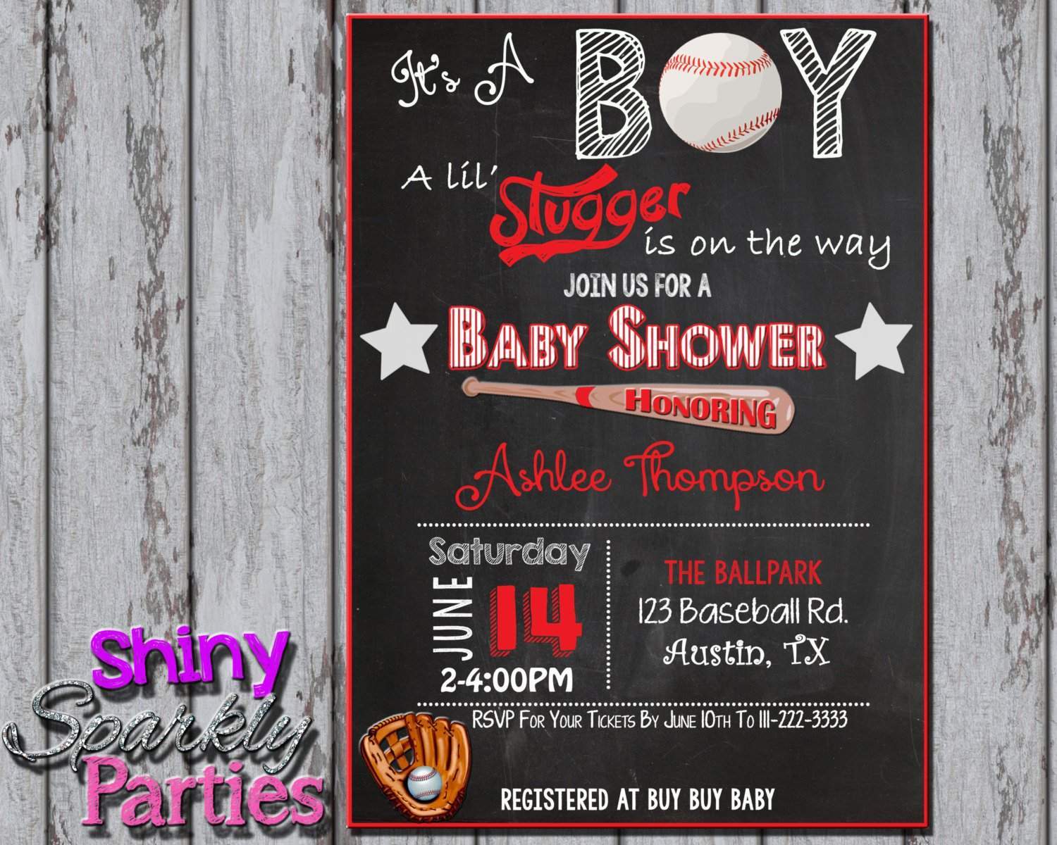 Baseball Baby Shower Invitation Forever Fab Boutique