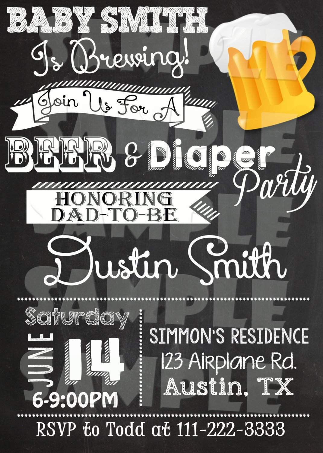 Beer And Diaper Party Invitation - Coed Baby Shower ...