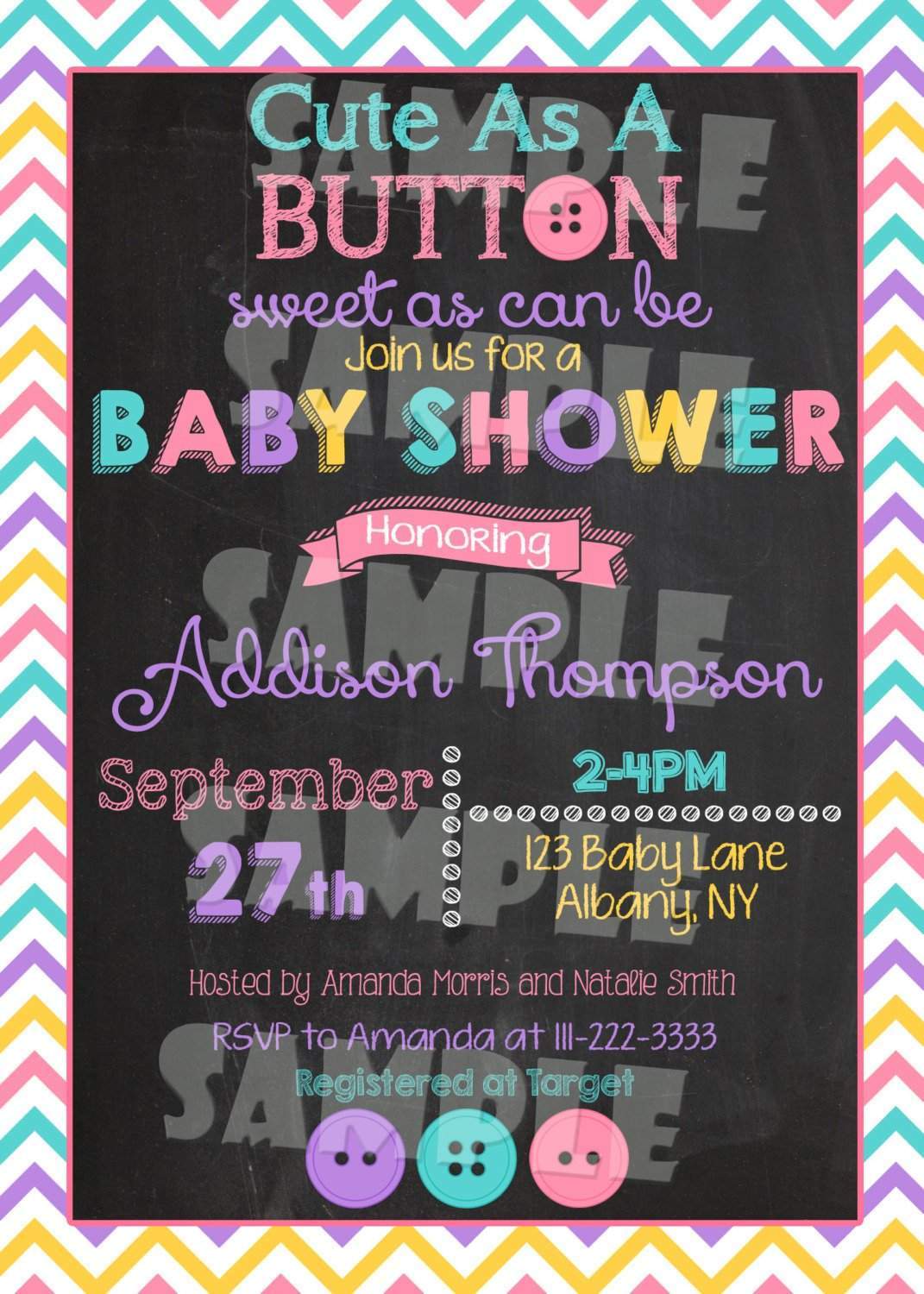 Cute As A Button Baby Shower Invitation Forever Fab Boutique