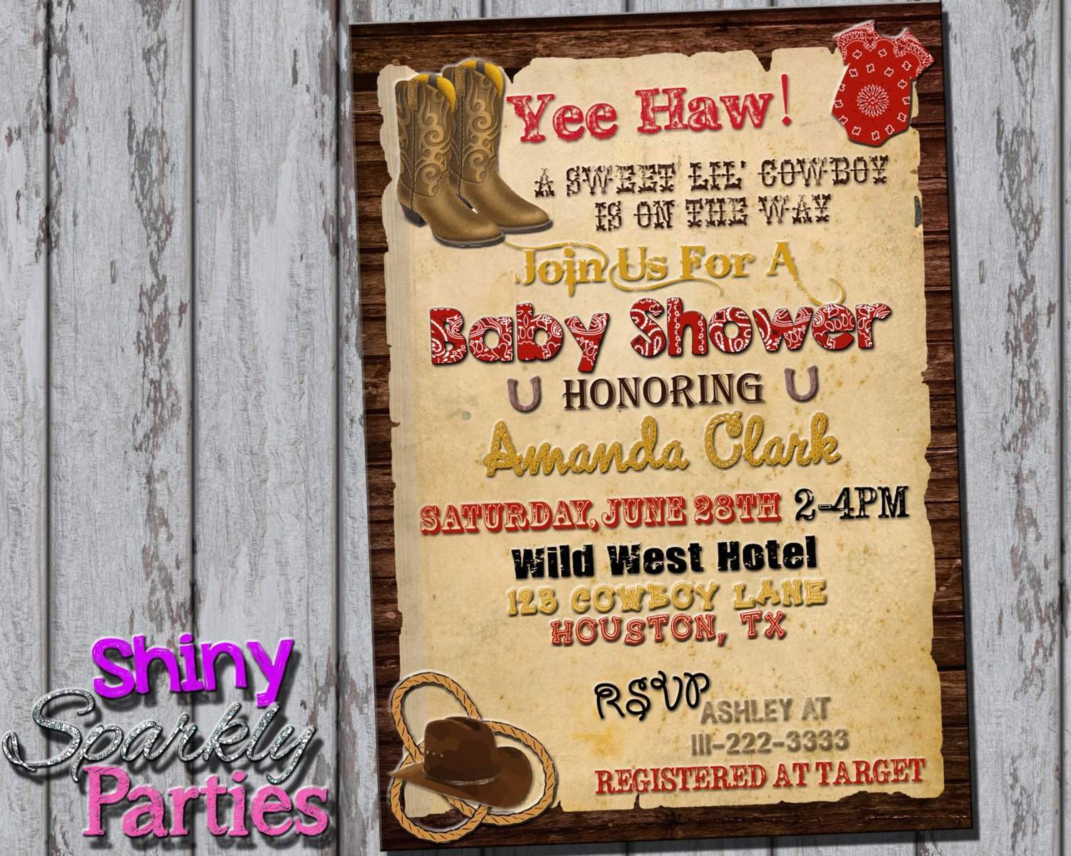 cowboy baby shower invitations