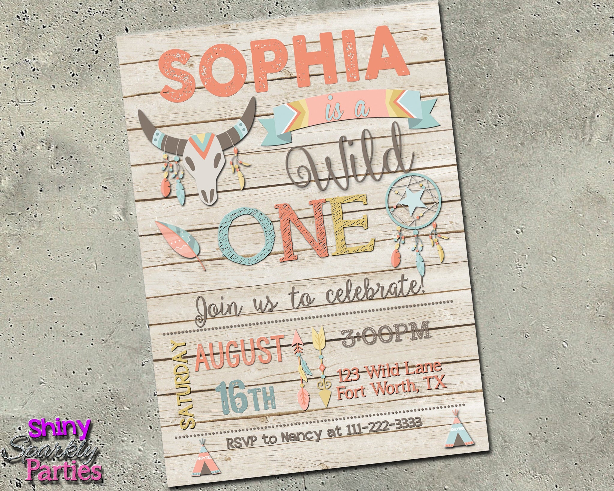 Wild One Birthday Invitation Girl Forever Fab Boutique