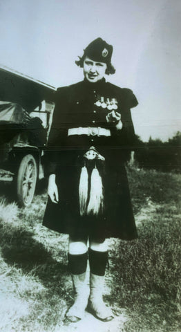 Kathleen Rowena Cameron dressed in her grandfathers military garb