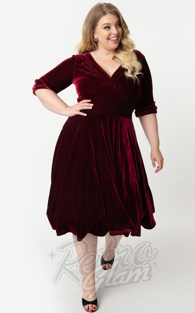 burgundy 1950s dress