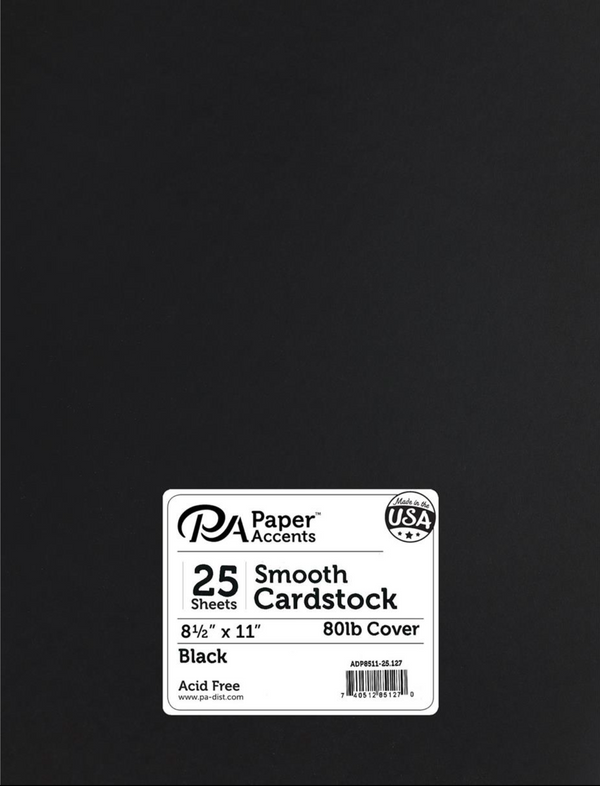 AMERICAN CRAFTS SMOOTH 12X12 80# CARDSTOCK- WHITE (25 SHEETS