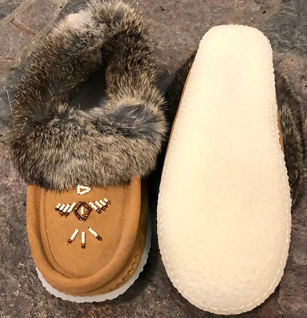 Classic Fur Moccasin with Rubber Sole 