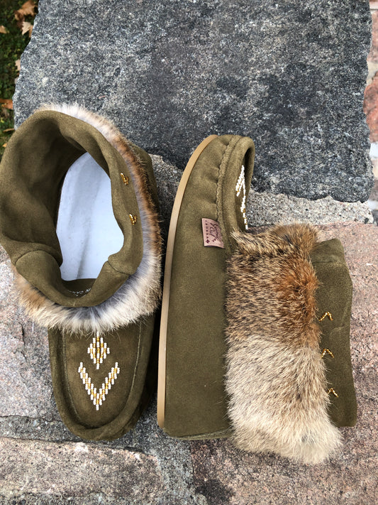 Mini Leather Mukluks-White – Whetung Ojibwa Centre