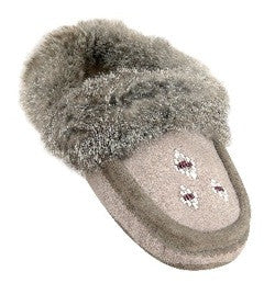 Sheepskin Slippers with Rabbit Fur Trim-Natural – Whetung Ojibwa Centre