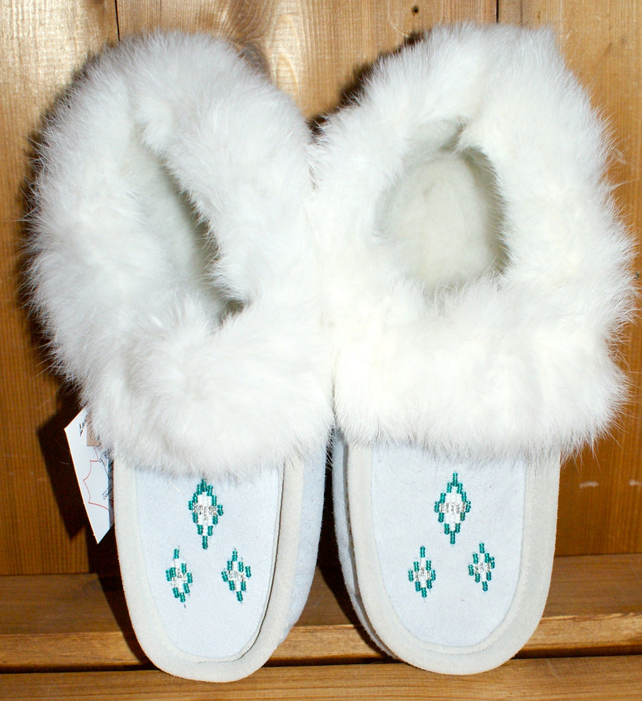 white slippers with fur