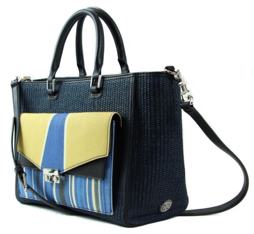 NWT TORY BURCH T-Lock Straw Tote, Multicolor – Malvaddiction LLC