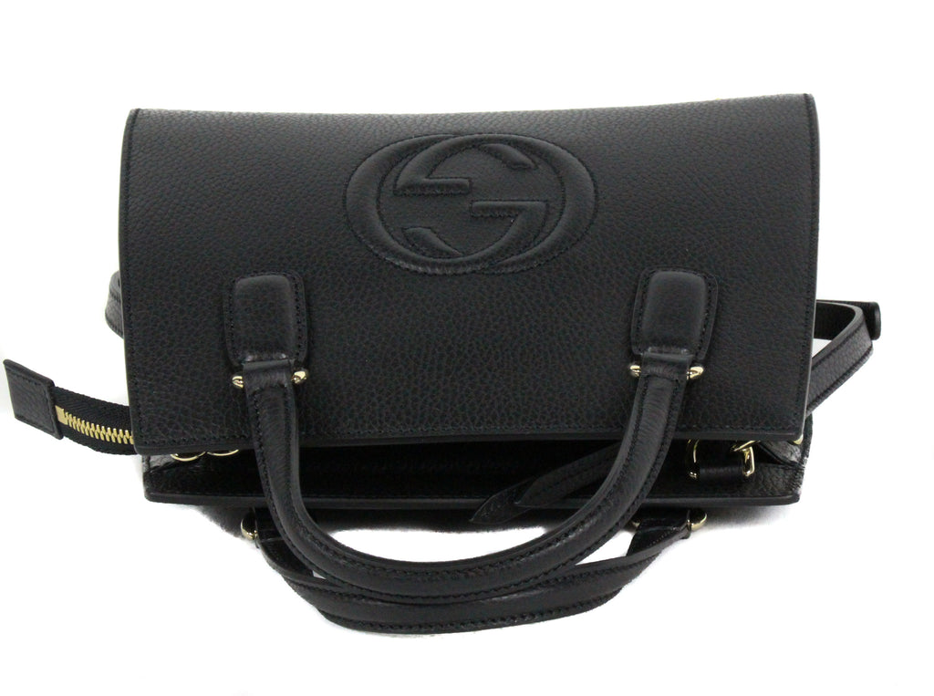 NEW GUCCI 607722 Soho Leather Tote Crossbody Bag, Black – Malvaddiction LLC
