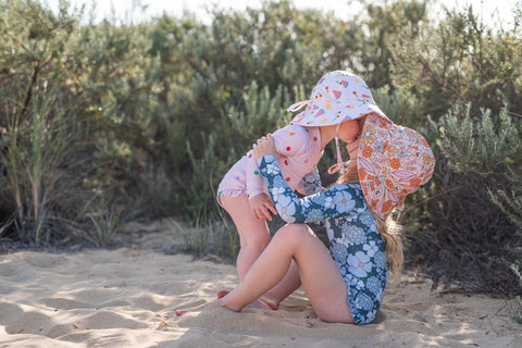 Peggy swimmers and a UPF50+ Acorn Kids Swim Hat