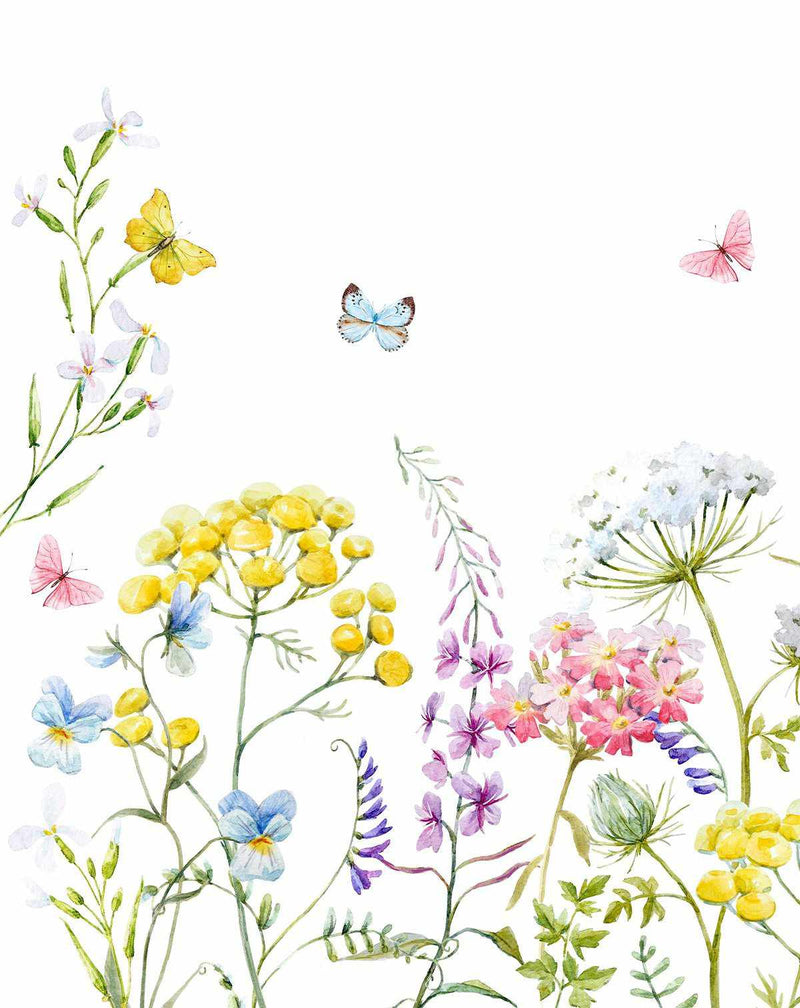 SHOP Butterfly & Flower Garden Large Fabric Removable Wallpaper Mural ...