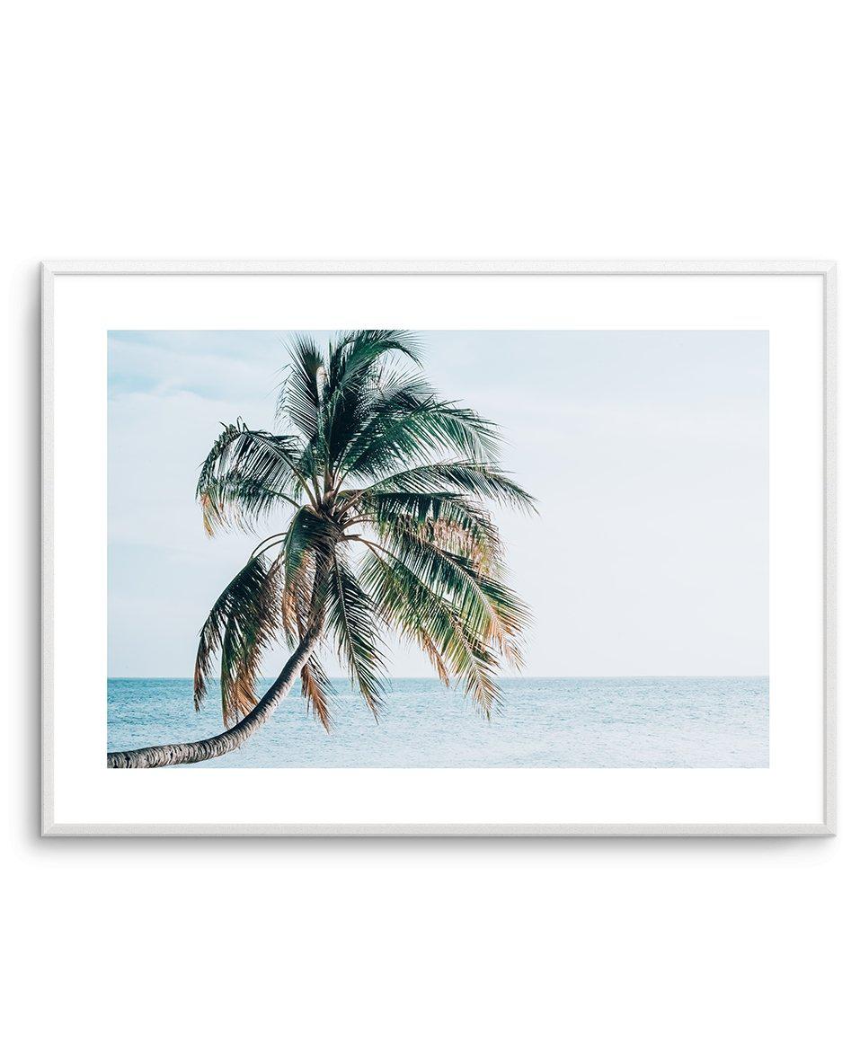 Coral Beach with Palm Tree – style with a canvas print – Photowall