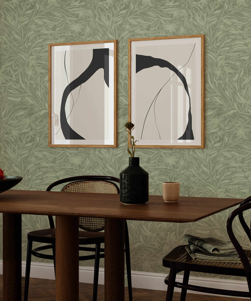 Shop Up The Vine Leaf In Sage Green Australian Made Wallpaper Online   Olive et Oriel