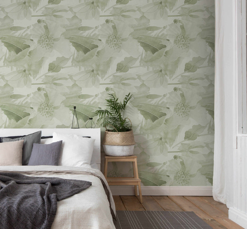 Sage green leaf wallpaper wallpaper  Peel and Stick or NonPasted  Save  25