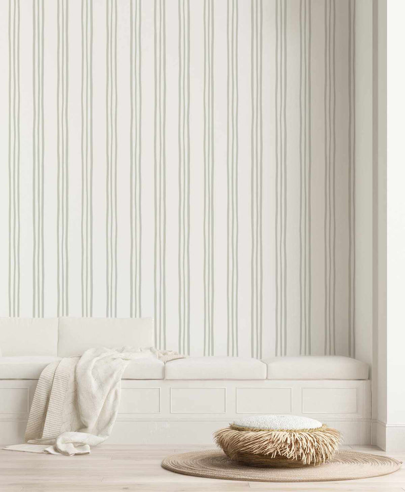 Thin beige vertical stripes striped wallpaper  TenStickers