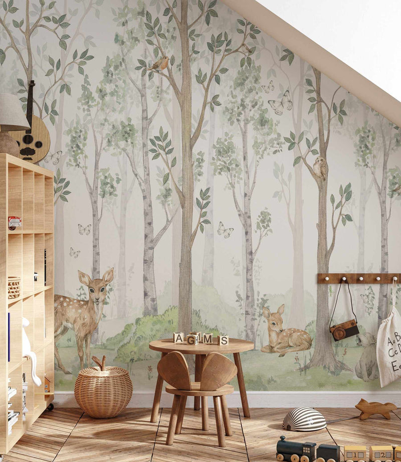 Morning in the forest on Behance  Animal mural Animal wall painting Forest  wallpaper