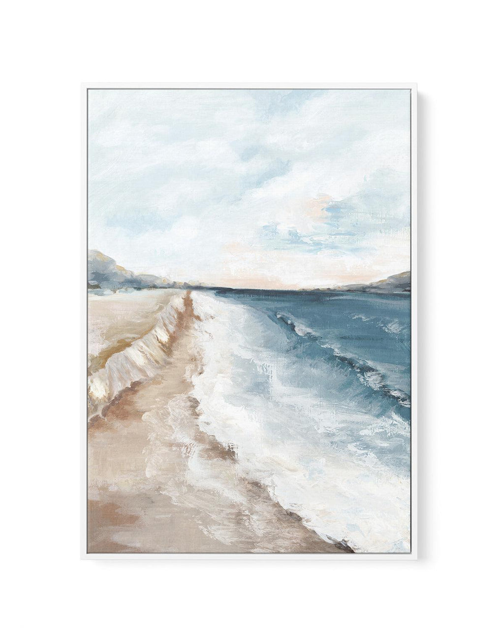 Designart 'Great Ocean Road Australia Blue' Large Seascape Art Framed Canvas Print - 20 in. Wide x 12 in. High