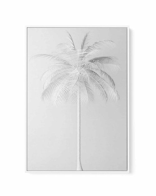 White Palm on Grey | Framed Canvas - Olive et Oriel