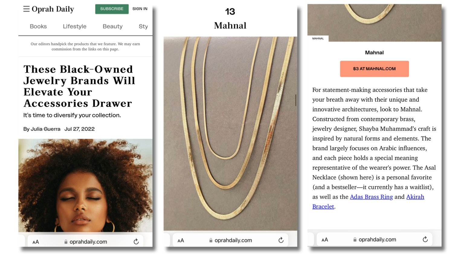 Asal Necklace in Oprah (herringbone necklace)