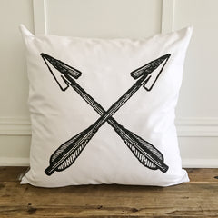 Linen and Ivory Crossed Arrows Pillow Cover