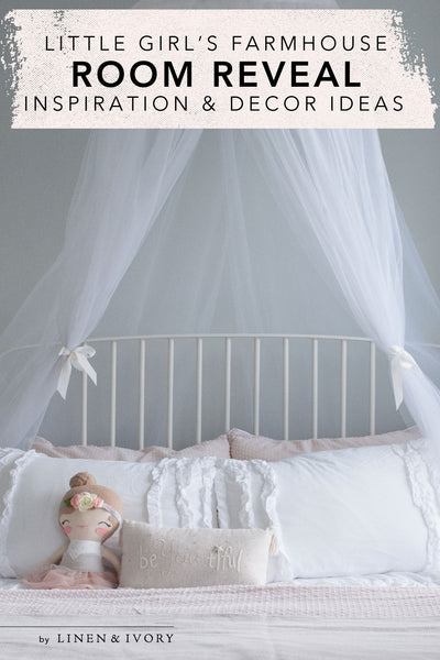 Little Girl's Farmhouse Bedroom Reveal #littlegirlsroom #pillows #modernfarmhousedecor